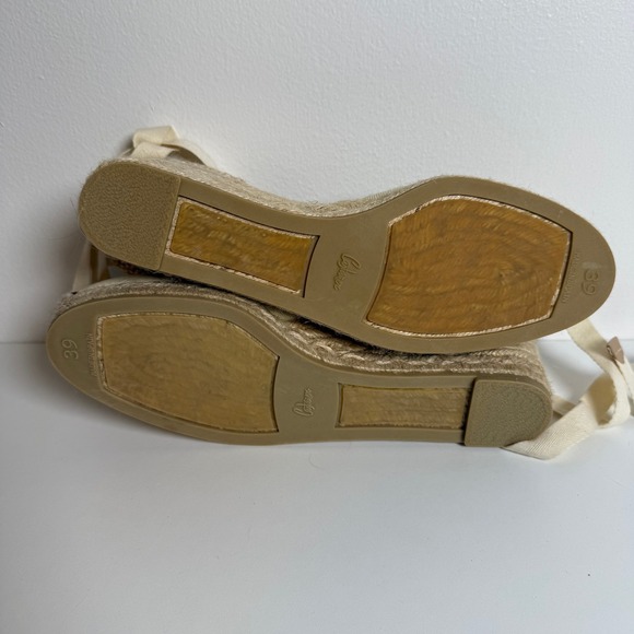 Castaner Women's Beige Canvas Espadrille Wedge Sandals Lace Up Size 39 - Picture 9 of 10